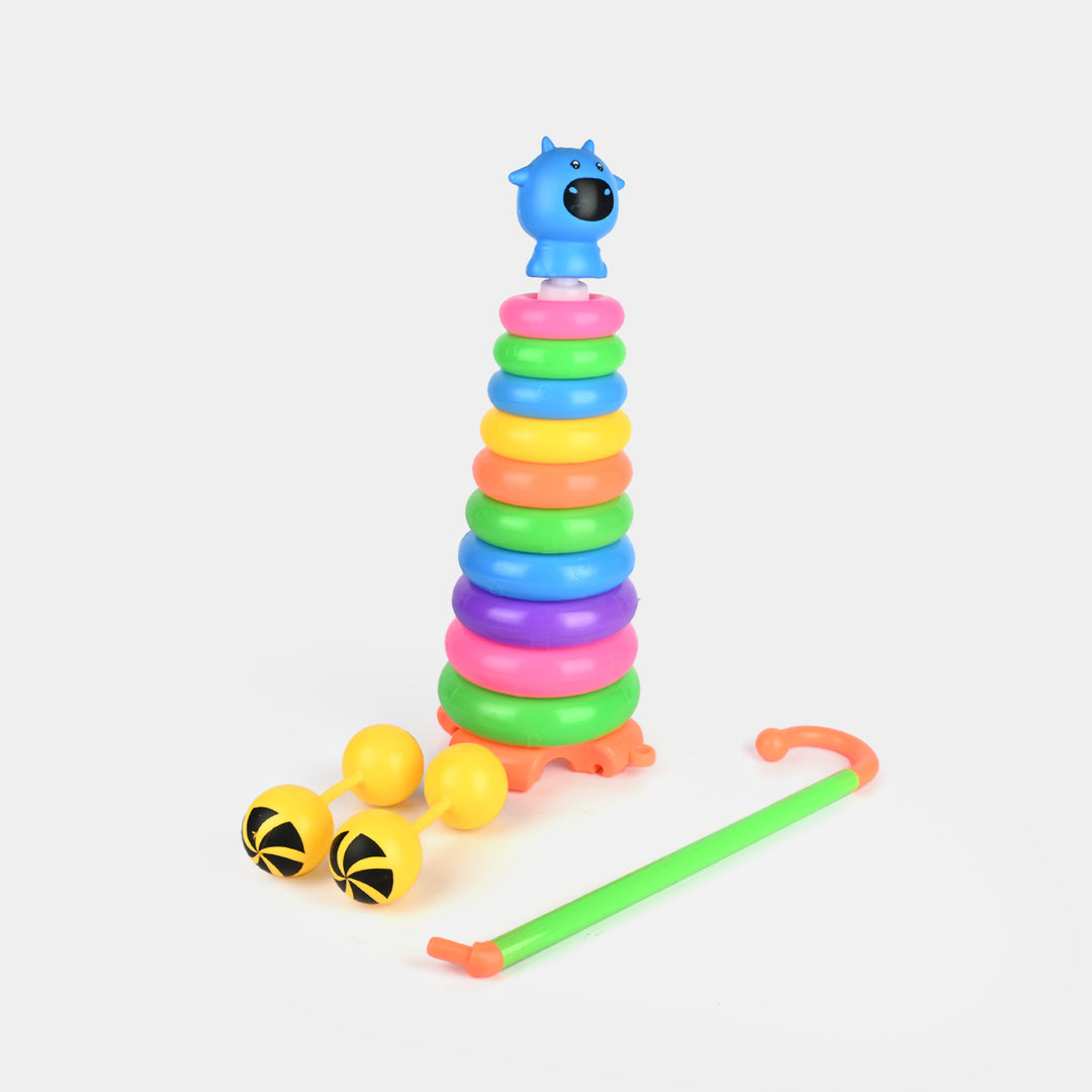 Stacking Ring Tower & Push Toy Set for Babies