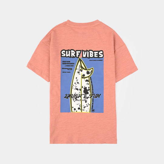 Boys Slub Jersey T-Shirt (Surf Vibe) - Terra Cotta