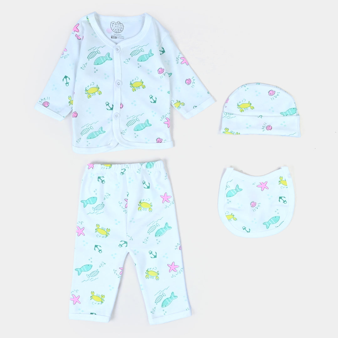 Baby Winter Suit Fish Green 4PCs | 0-3M