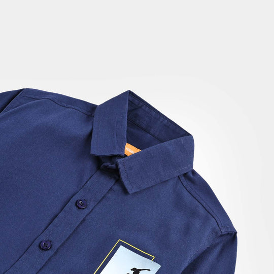 Boys Cotton Shirt - Navy