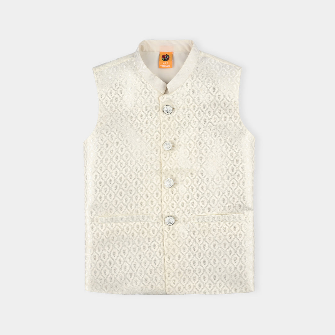 Boys Poly Viscose Waist coat (Blended) - Off White