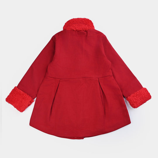 Girls Wool Woven Jacket-Red
