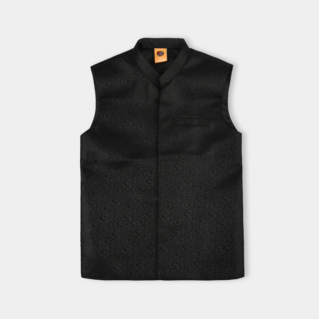 Boys Poly Viscose Waist Coat - Black