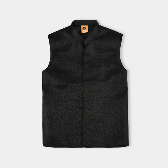 Boys Poly Viscose Waist Coat - Black