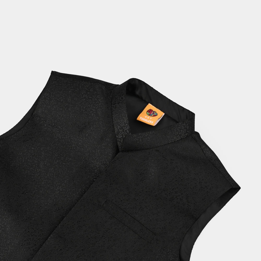 Boys Poly Viscose Waist Coat - Black