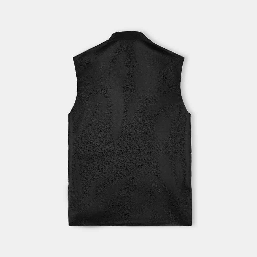 Boys Poly Viscose Waist Coat - Black