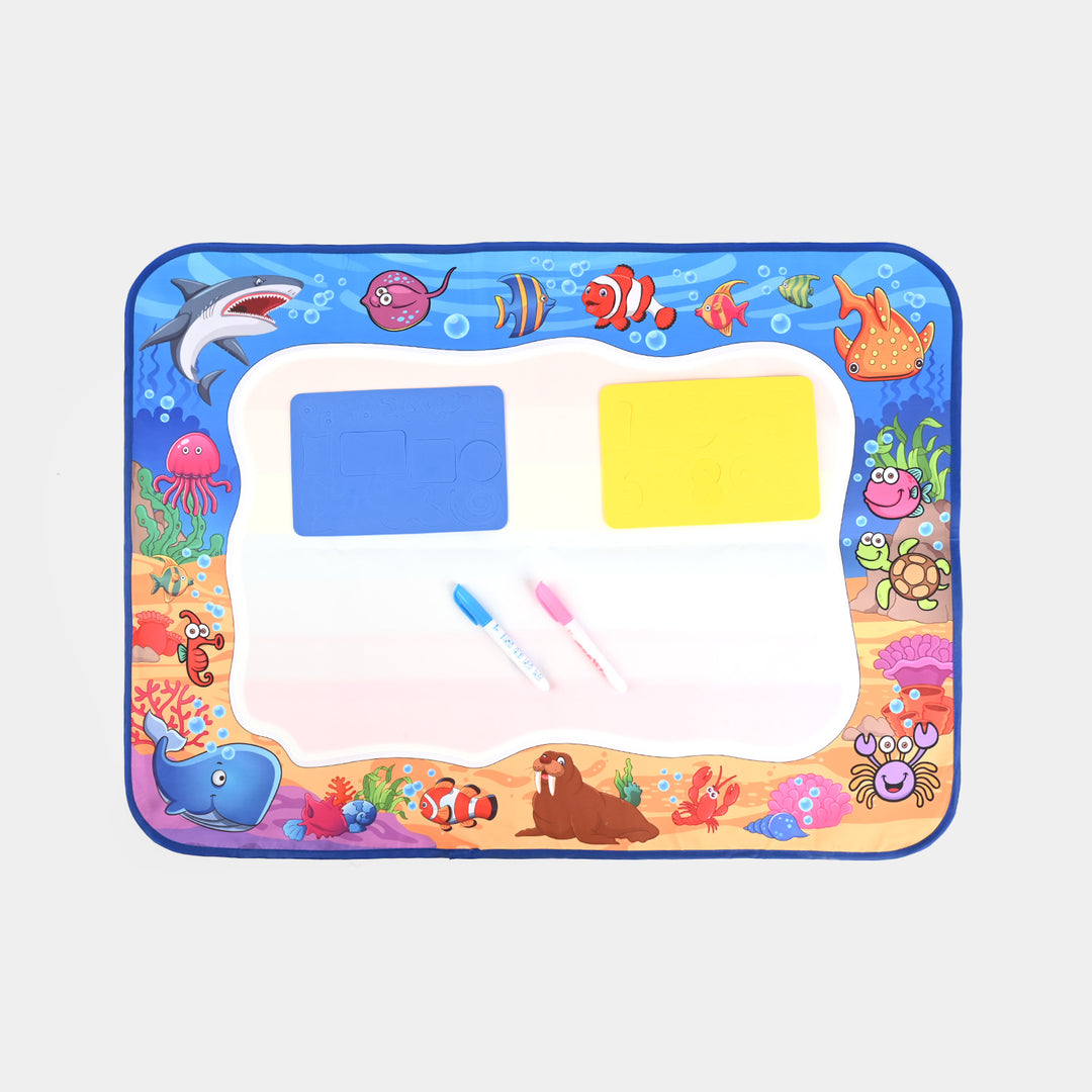 Kids Ocean Doodle Mat Water Canvas Drawing Set – Blue