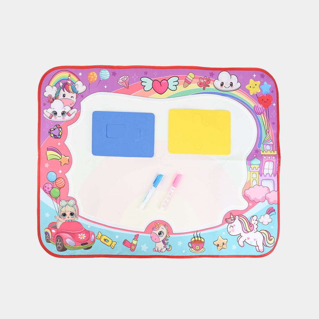 Girls Unicorn Doodle Mat Water Canvas Drawing Set – Pink