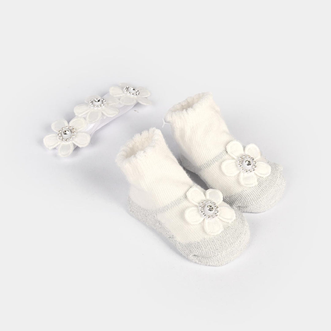 Baby Socks Booties with Headband | 3-12M