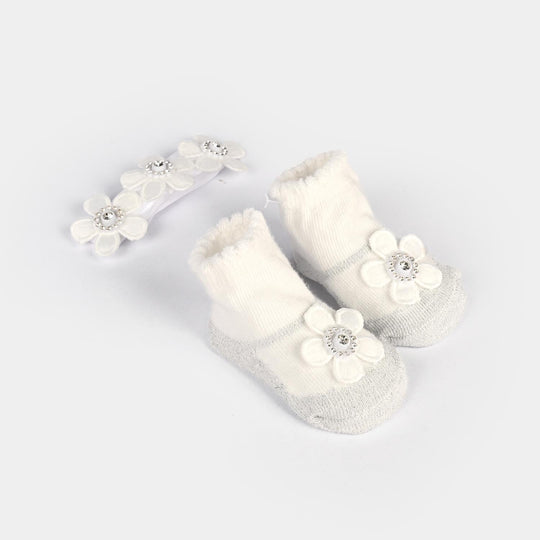 Baby Socks Booties with Headband | 3-12M