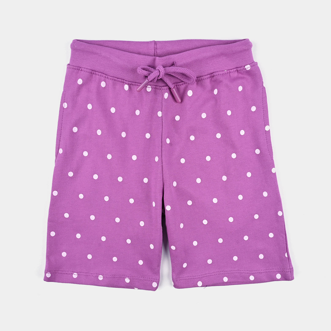 Girls Jersey/Terry Short Polka Dots - Purple