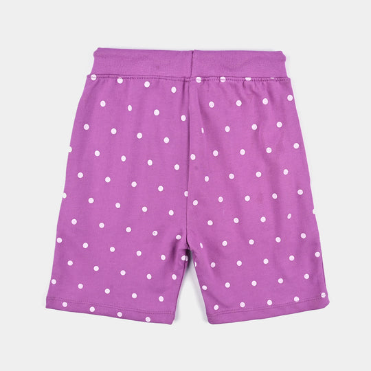 Girls Jersey/Terry Short Polka Dots - Purple