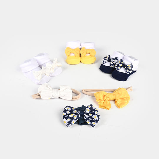 Baby Booties With Ribbon Pack of 3