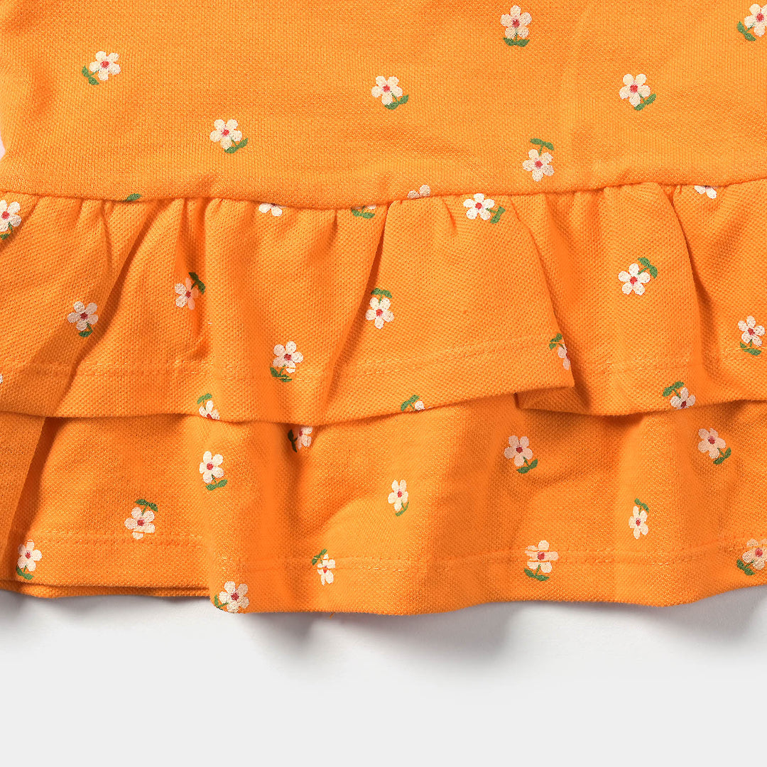 Infant Girls Cotton PK Knitted Suit Flowers-Printed