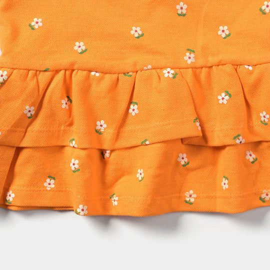 Infant Girls Cotton PK Knitted Suit Flowers-Printed