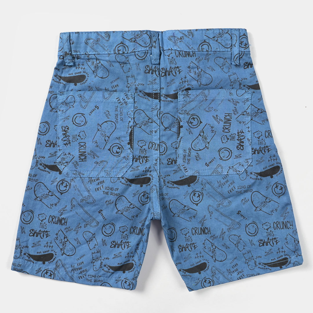 Boys Cotton Short Skate-Teal blue