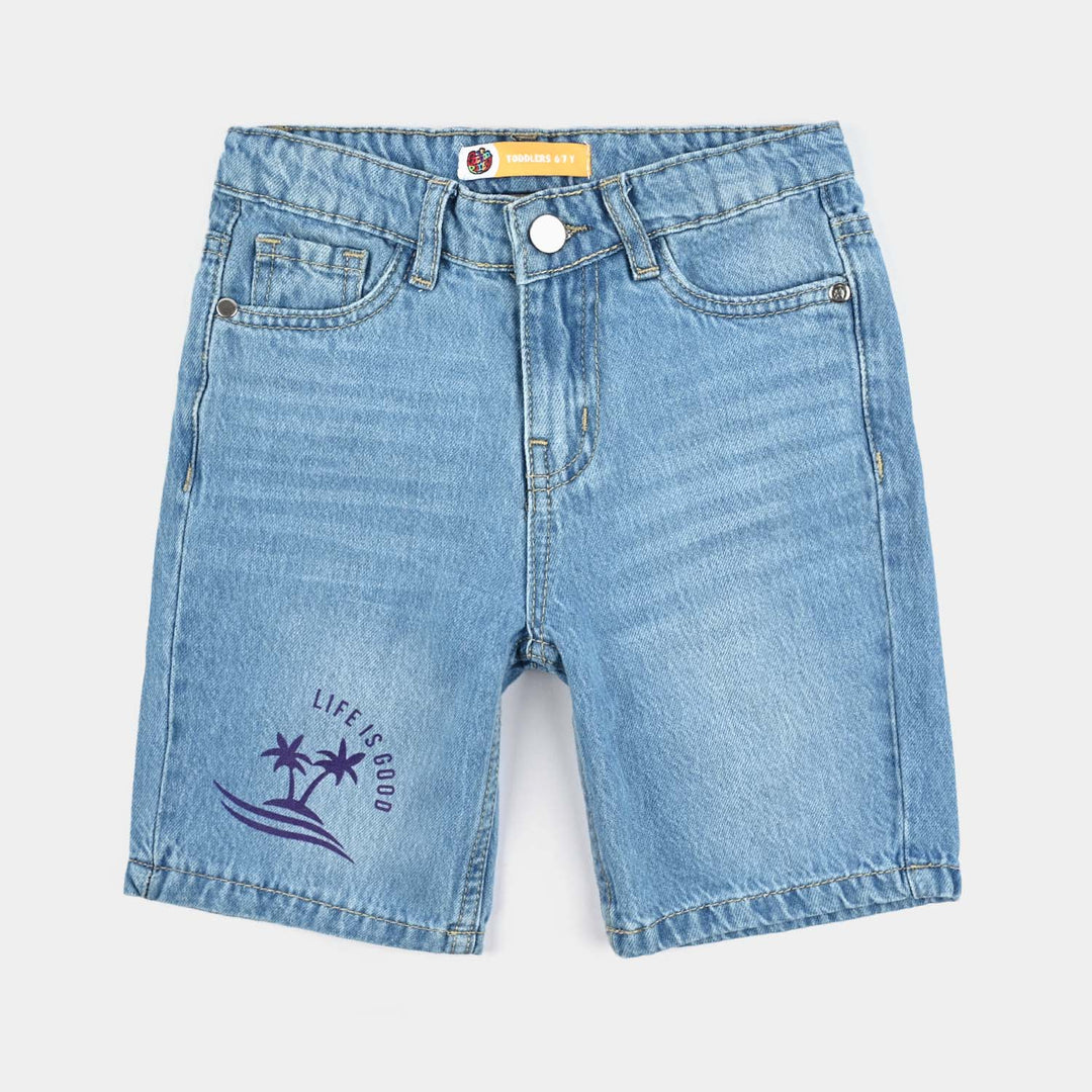 Boys Denim Stretch Shorts (Life Is Good) - Light Blue