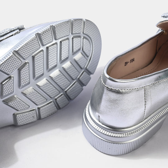Girls Loafer ZP-104-SILVER