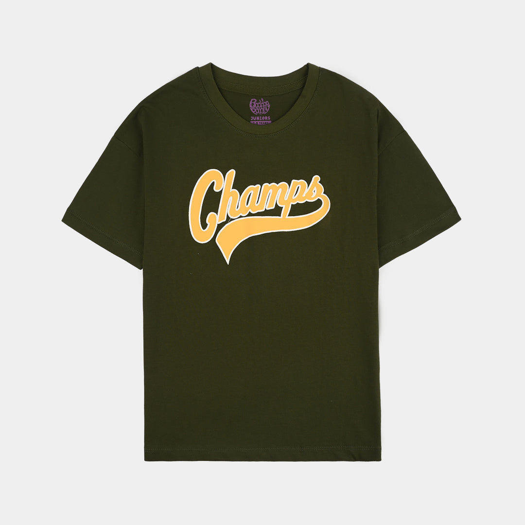 Boys Jersey/Terry T-Shirt (Champs) - Rifle Green