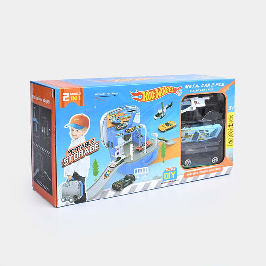 Hot Wheels Metal 2 Cars + Tracks & Service Station