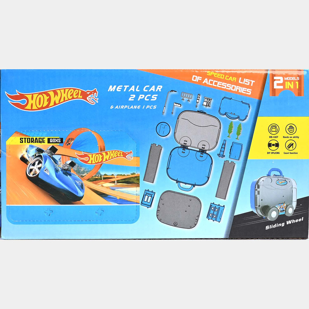 Hot Wheels Metal 2 Cars + Tracks & Service Station