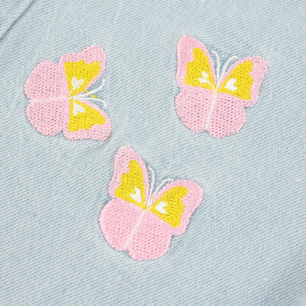 Girls Denim Rigid Shorts (Butterfly) - Ice Blue