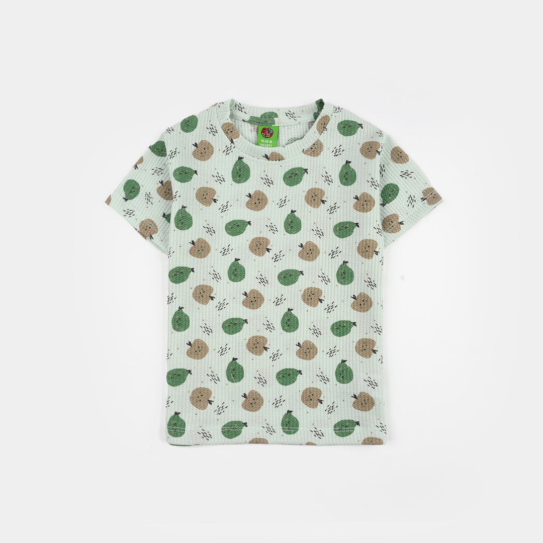 Infant Boys Waffle T-Shirt (Apple) - Green