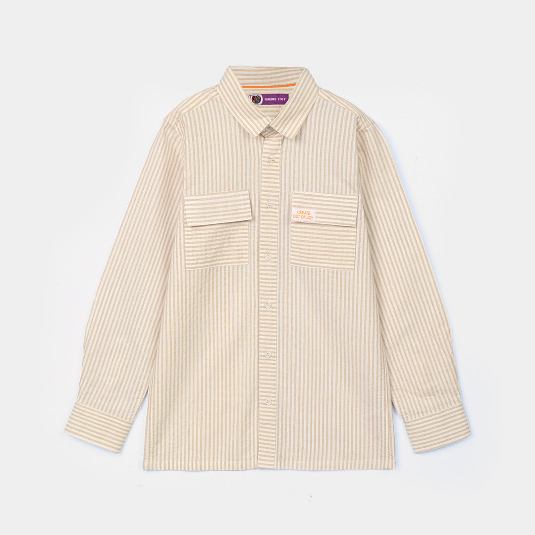Boys Yarn Dyed Shirt - Light Brown