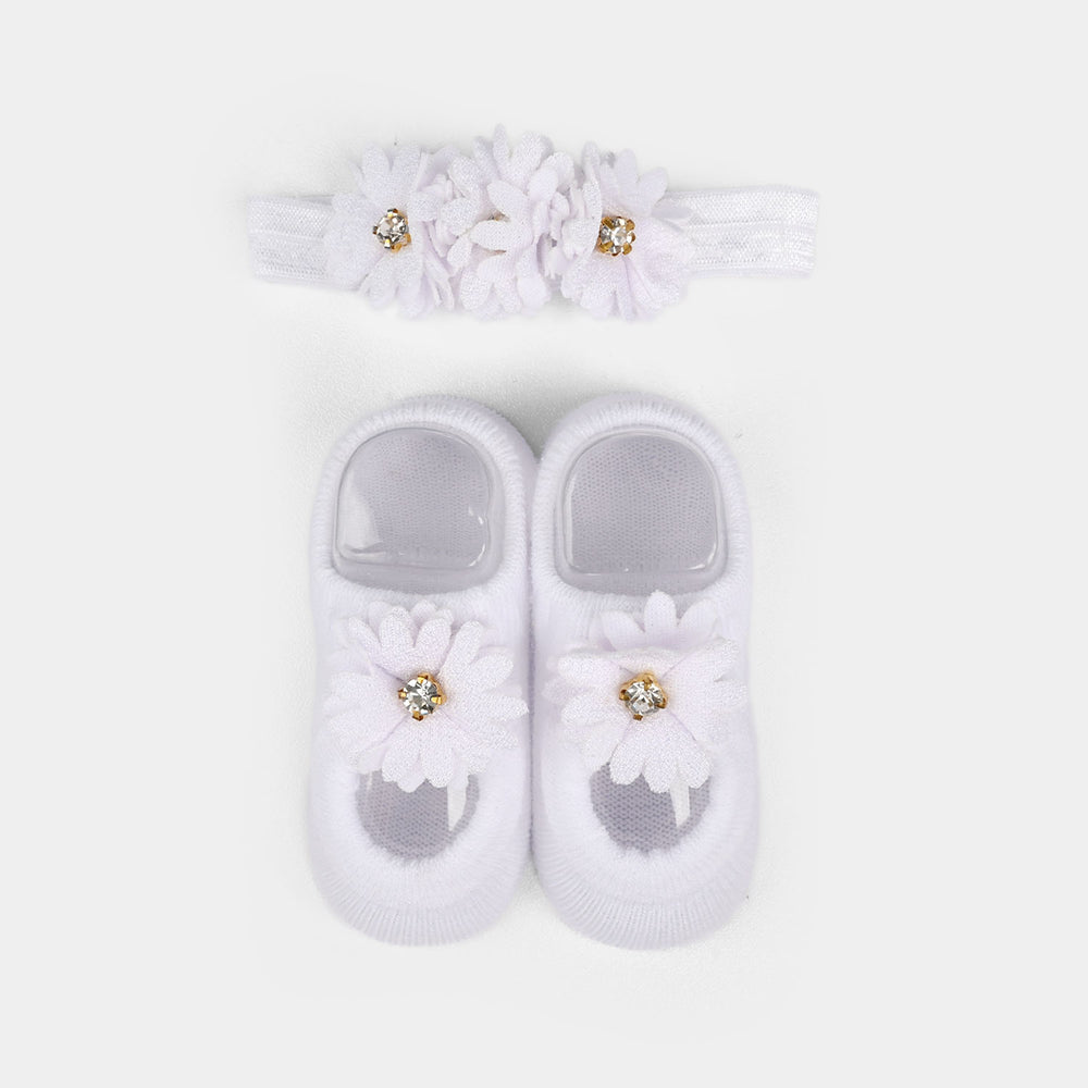 Baby Headband With Socks | 0-9M