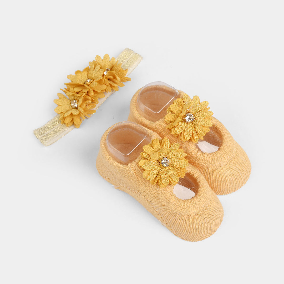 Baby Headband With Socks | 0-9M