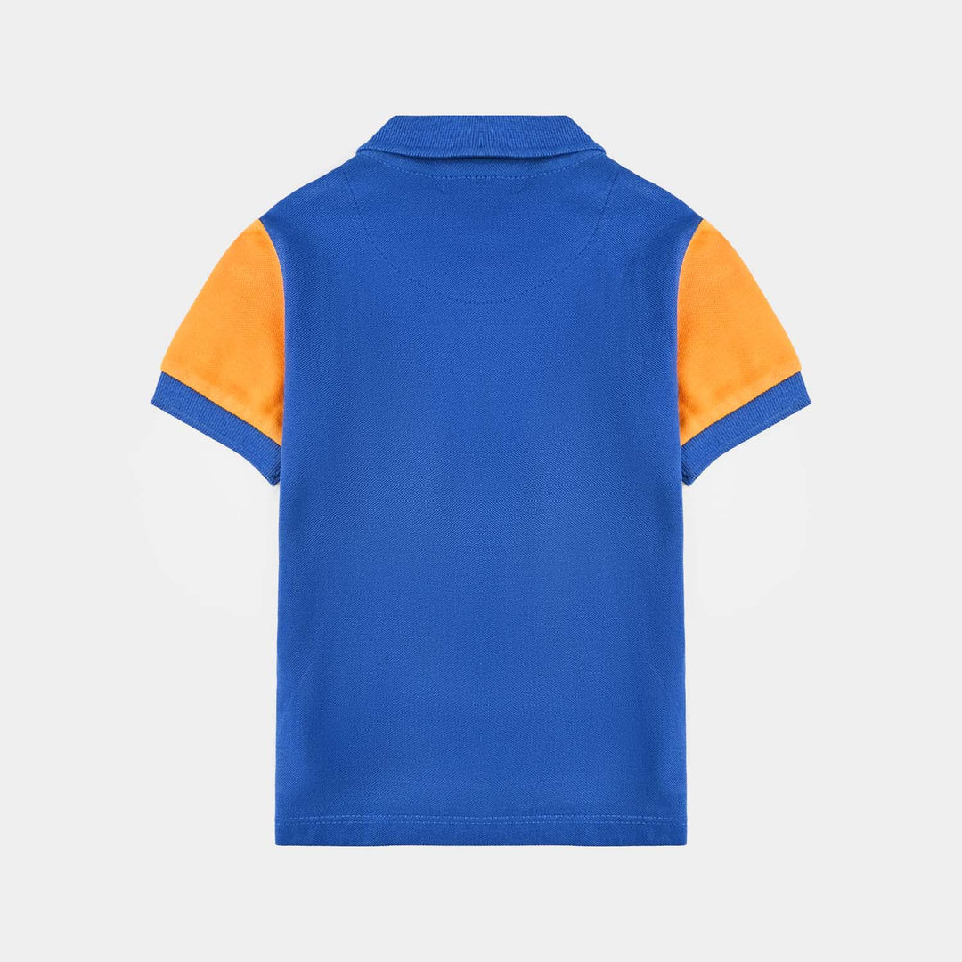 Infant Boys Cotton PK Polo (Deer) - C. Blue/Yellow