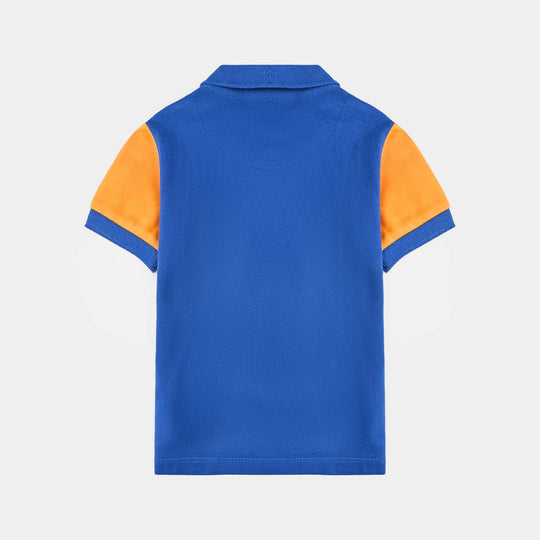 Infant Boys Cotton PK Polo (Deer) - C. Blue/Yellow