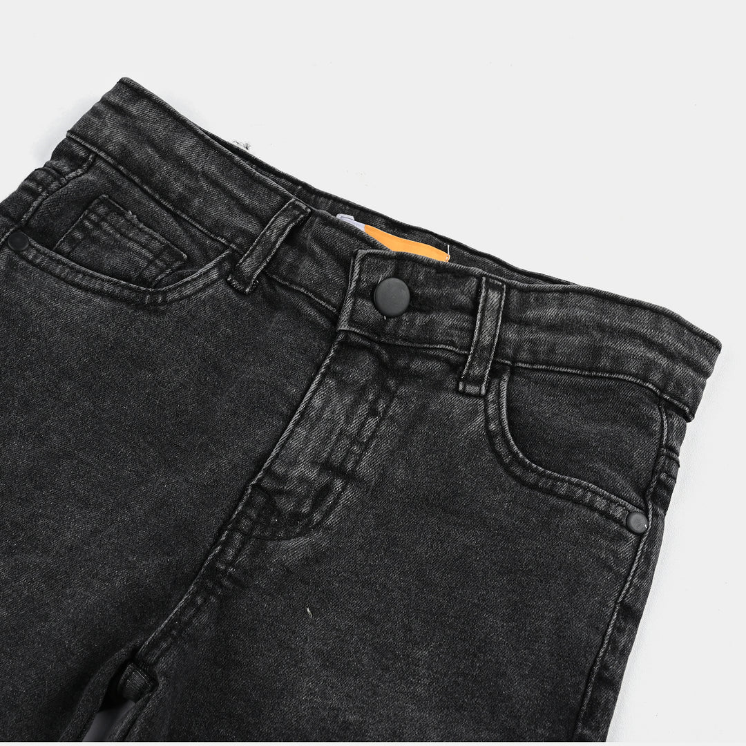Boys Denim Stretch Shorts (Good Vibes) - Charcoal