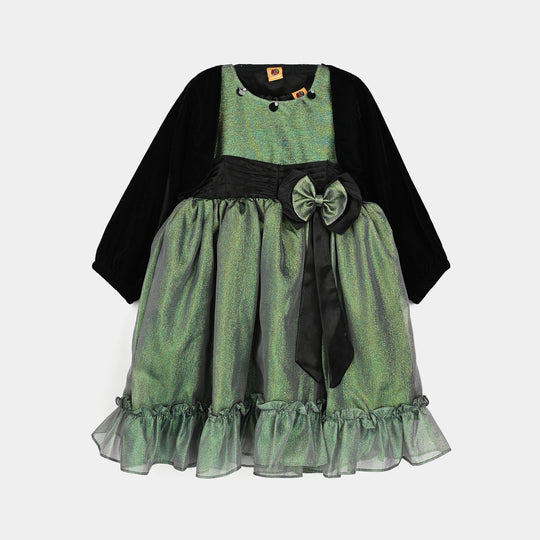 Girls Organza Fancy Frock - Green