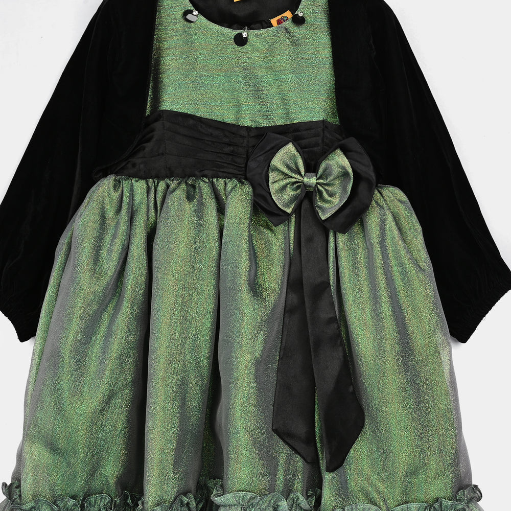 Girls Organza Fancy Frock - Green