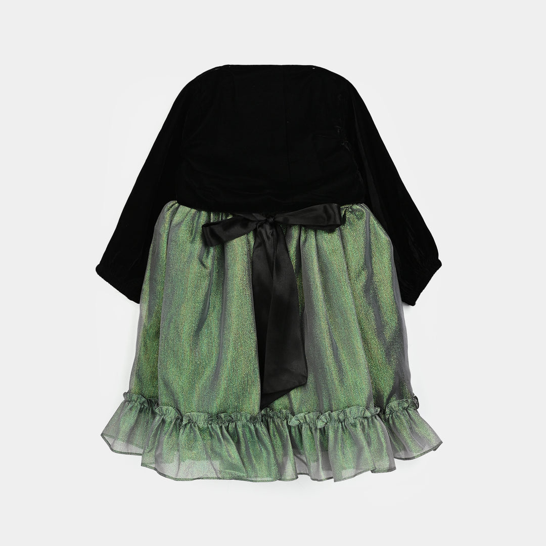 Girls Organza Fancy Frock - Green