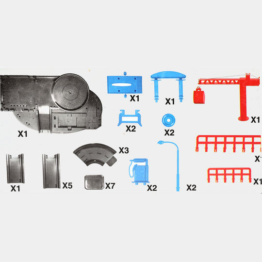 48-Piece DIY City Fire Garage Track Set – With 3 Alloy Fire Rescue Vehicles