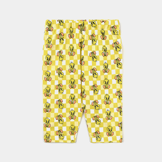 Infant Girls Poly Cotton Jersey Night Suit - Yellow