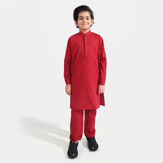 Boys Cotton Poplin Kurta Pajama -Red