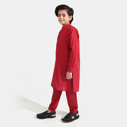 Boys Cotton Poplin Kurta Pajama -Red