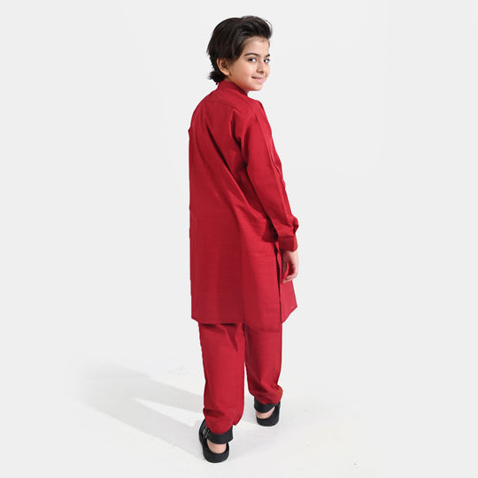 Boys Cotton Poplin Kurta Pajama -Red