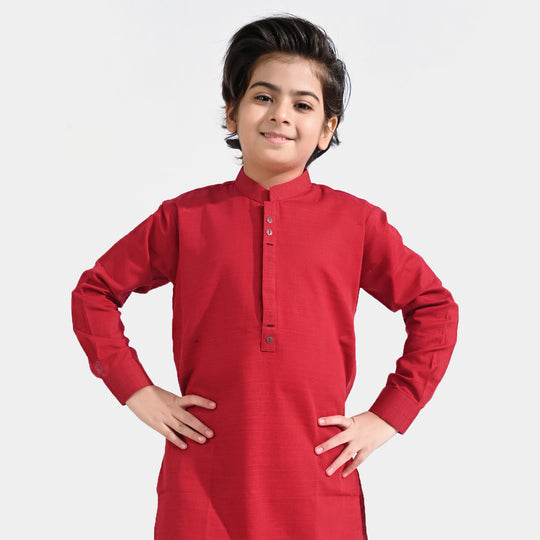 Boys Cotton Poplin Kurta Pajama -Red