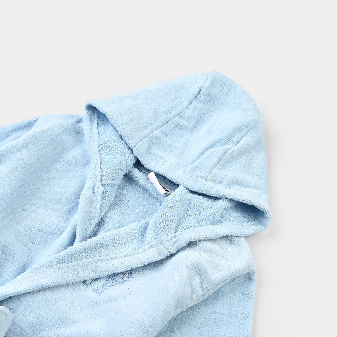 Kids Bathrobe Embroidery Blue