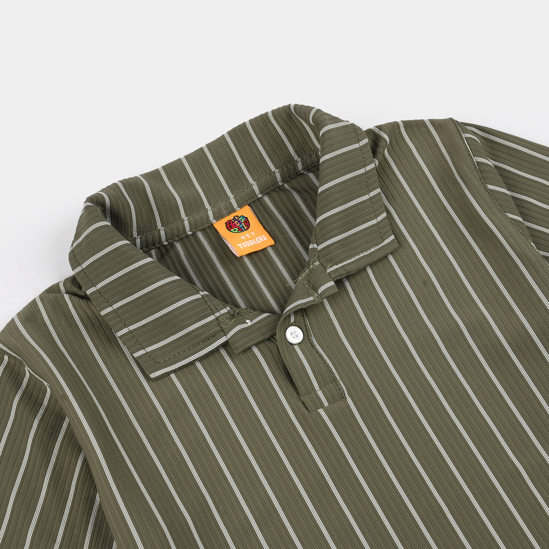 Boys Polyester yarn dyed Polo Plain - Olive Green