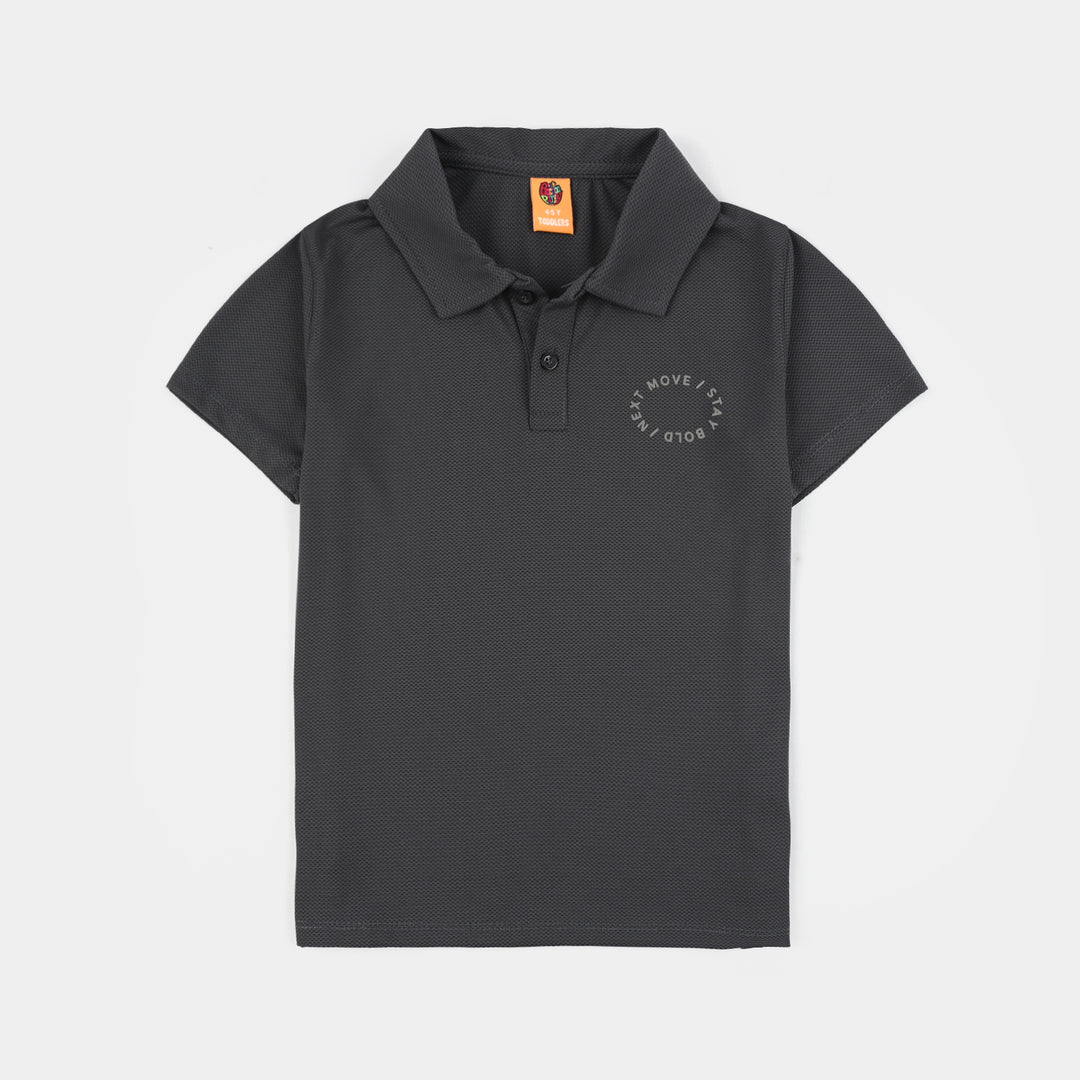 Boys Polyester yarn dyed Polo (Next Move) - Black