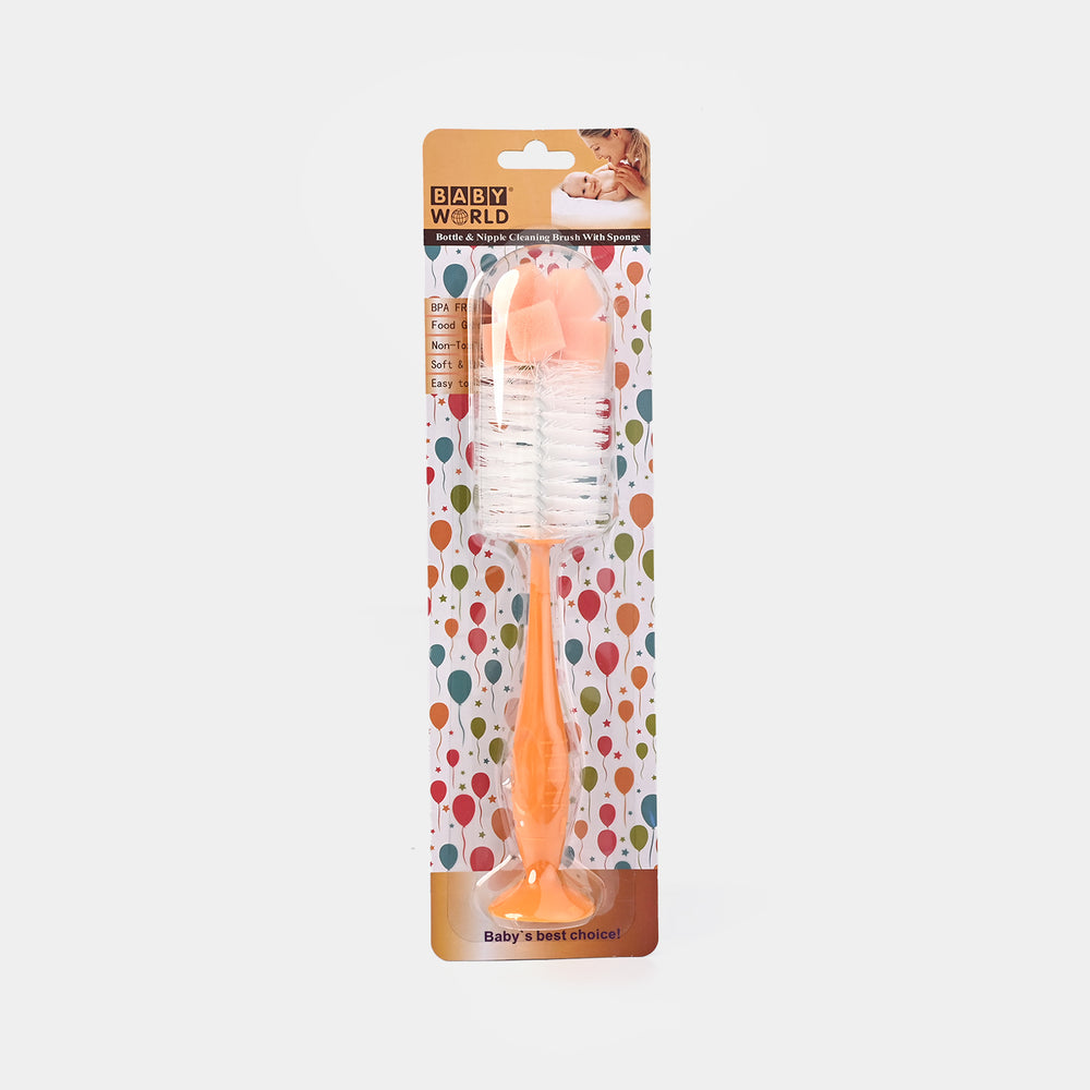 2 in 1 Universal Feeding Bottle Brush | 7376 Orange