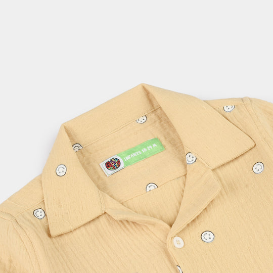 Infant Boys Gauze Casual Shirt (Emoji) - Yellow