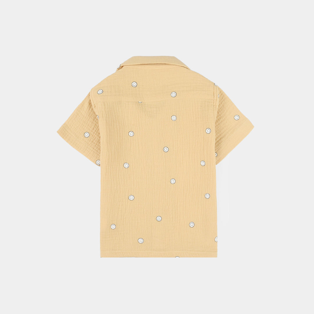 Infant Boys Gauze Casual Shirt (Emoji) - Yellow
