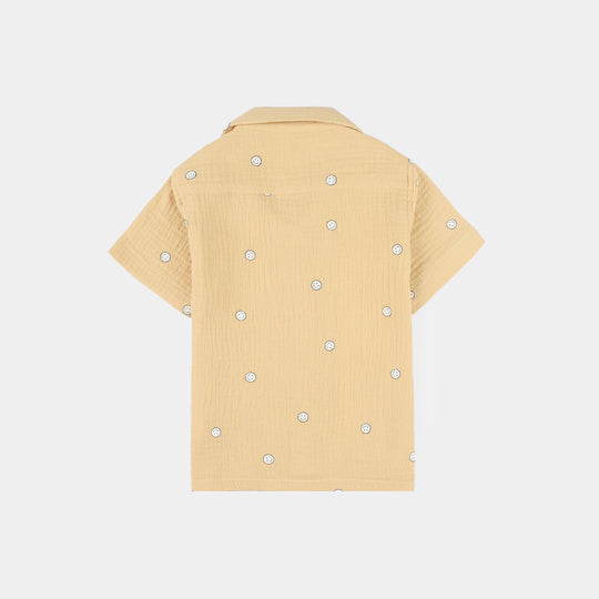 Infant Boys Gauze Casual Shirt (Emoji) - Yellow