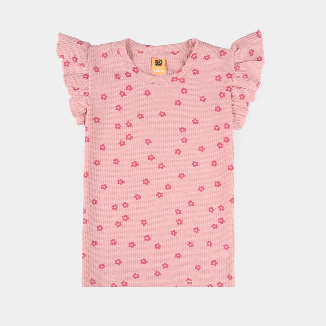 Girls Thermal T-Shirt (Flowers) - Pink